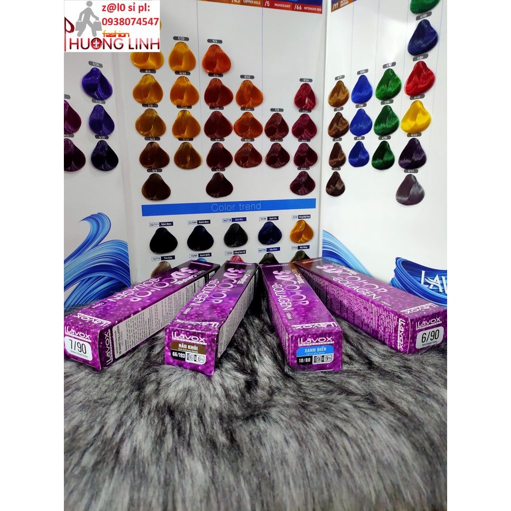 Màu nhuộm tóc Lavox thời trang  xám đen,xanh đen,xám ánh xanh, xanh chì,trà sữa