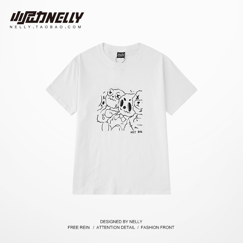 [FREESHIP](CÓ SẴN )HÀNG CHÍNH HÃNG áo thun NELLY HEYBIG unisex ,áo thun dáng rộng hoạ tiết con ma đánh nhau.