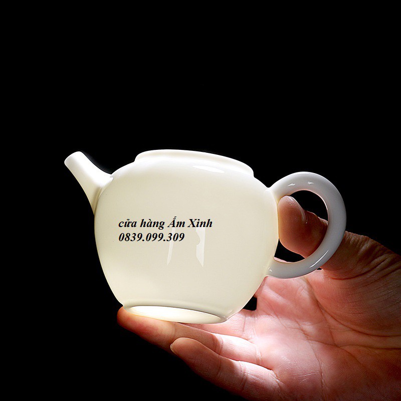 Bộ ấm chén sứ Bạch Định Thấu Quang