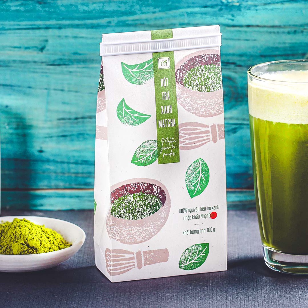 Bột trà xanh matcha Matchi Matcha, 100g, bịch, mẫu hanko