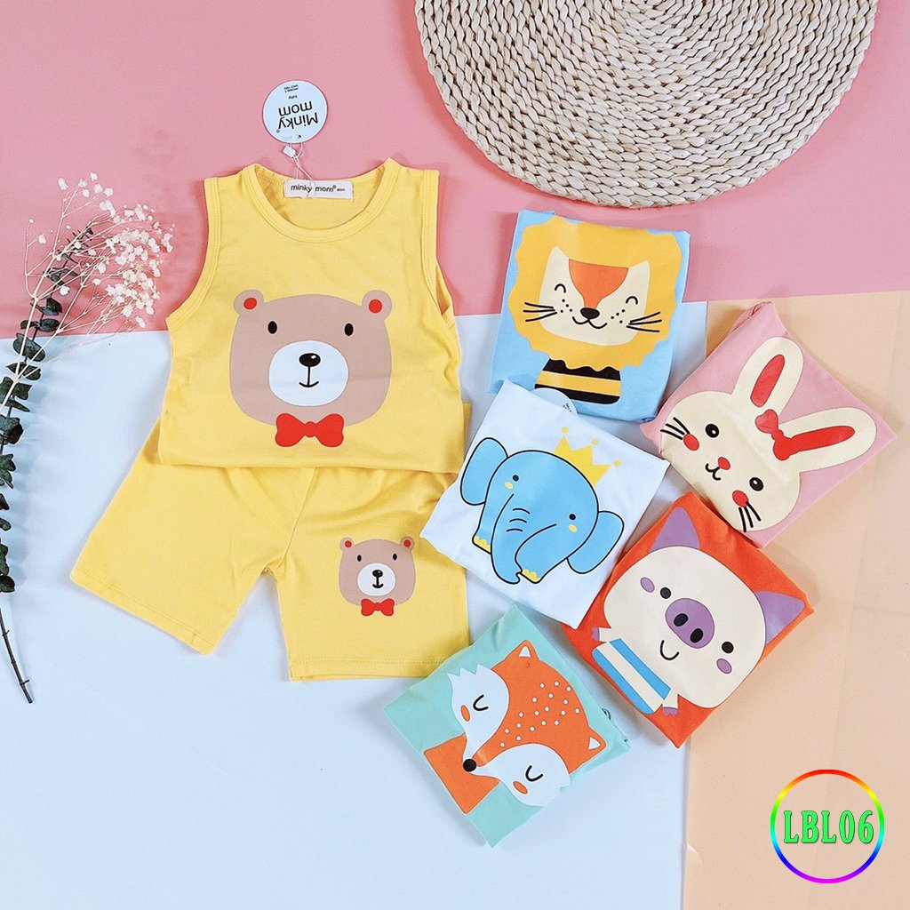 [LBL06] Bộ Ba Lỗ Thun Lạnh MINKY MOM In Hình Thú Dễ Thương, Mềm Mịn, Thoáng Mát, Thấm Hút Mồ Hôi, Hàng Chuẩn Đẹp Cho Bé