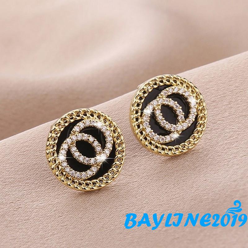 Đôi Khuyên Tai Hình Chữ Cái Đính Đá Sáng Lấp Lánh Dành Cho Nữ