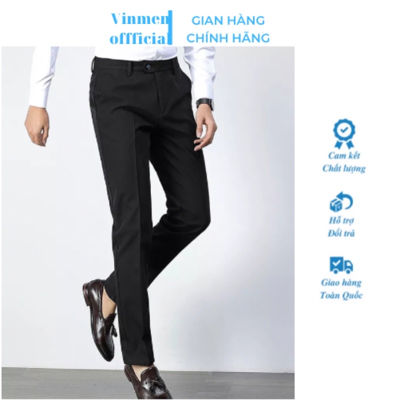Quần Âu Nam Ống Côn Vinmen Công Sở Dáng Ôm Co Giãn Chuẩn Không Nhăn Cao Cấp