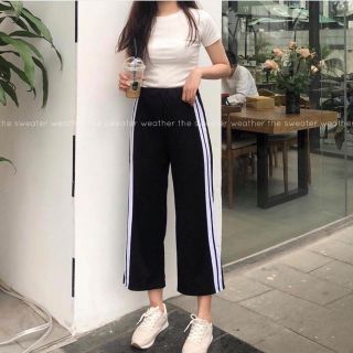 Quần Ống Rộng Culottes Kẻ Sọc