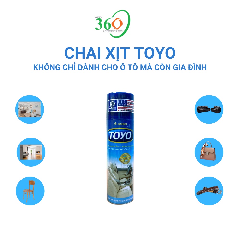 Chai xịt Toyo, chai xịt bóng đồ da và đồ gỗ 500ml, công nghệ nano chống bụi