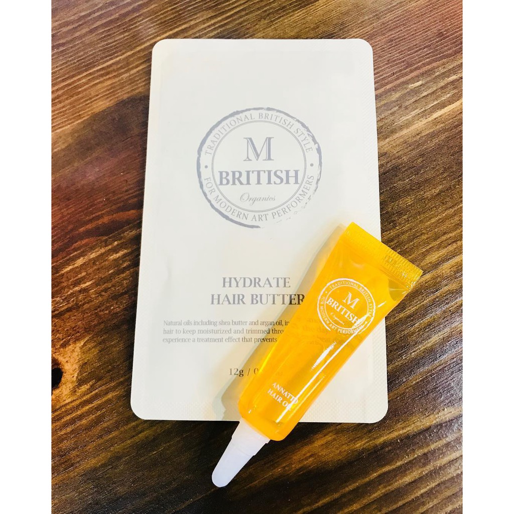 Dầu dưỡng tóc cao cấp Organic BRITISH M Annatto Hair Oil phục hồi tóc hư tổn 7ml | BigBuy360 - bigbuy360.vn