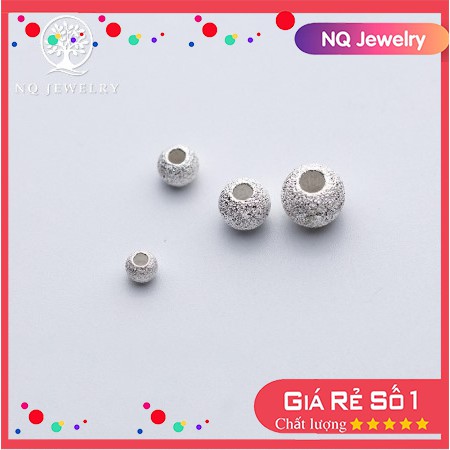 Charm bi bạc họa tiết xỏ ngang 3mm - NQ Jewelry