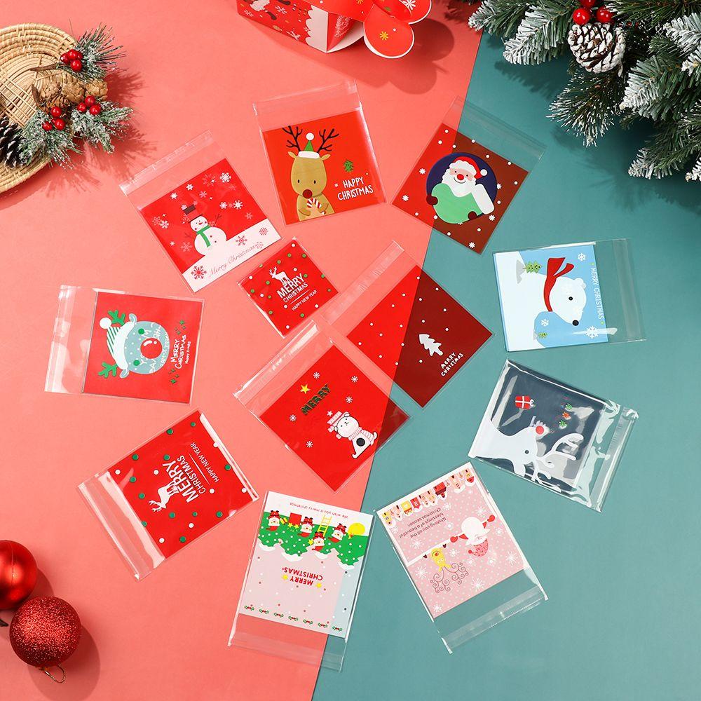 100 Túi Đựng Kẹo, Snack Hình Cây Thông, Người Tuyết, Người Tuyết,