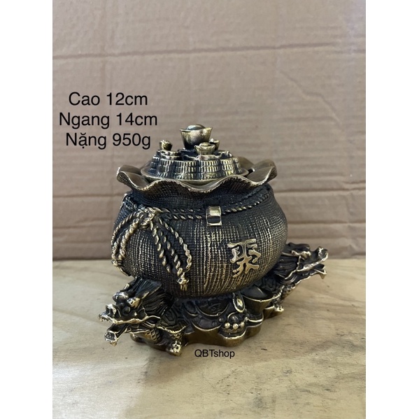 hũ tài lộc ( có nắp ) bằng đồng phong thuỷ