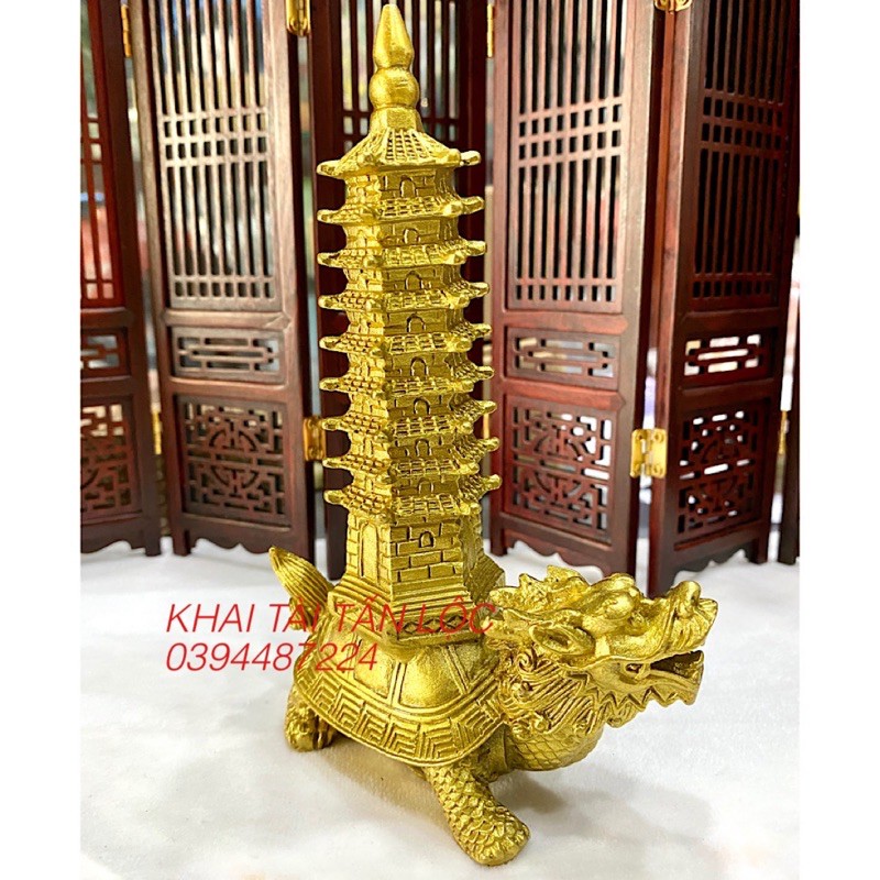 Tượng long quy cõng tháp Văn Xương bằng đồng cao 17cm