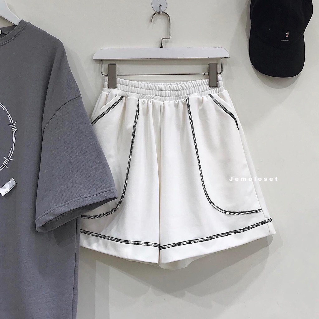 Quần Short Nữ Chỉ Viền Form Rộng Eo Co Giãn Thỏa Mái Có Túi Tiện Lợi HIVIO - 2772 JEM CLOSET