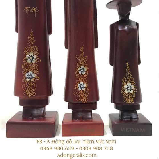 Tượng mộc cô gái gỗ Việt Nam vẽ khảm ốc