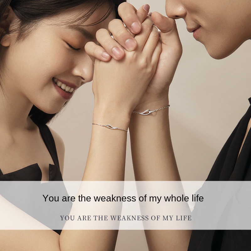 Cặp Vòng Tay Kim Cương Hình Giọt Nước Đơn Giản Phong Cách Hàn Quốc Cho Cặp Đôi