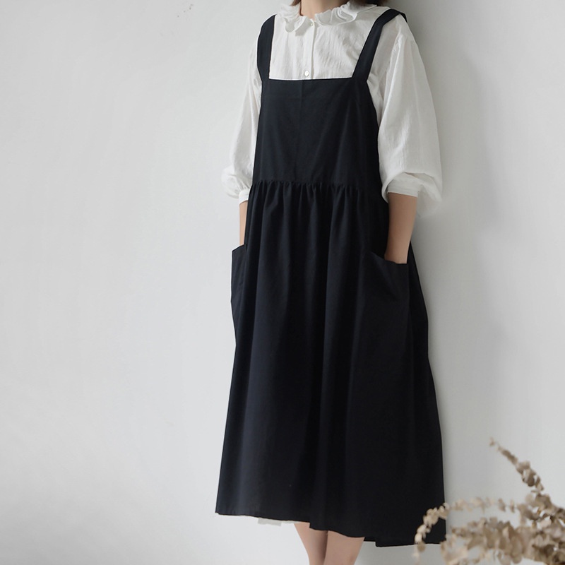 Tạp Dề Cotton Lanh Chống Thấm Nước In Họa Tiết Hoa Phong Cách Hàn Quốc