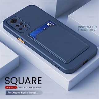 Square Card Slot Holder Back Cover Soft Shockproof Cover For Xiaomi Redmi Note 11 Pro Plus 11S 4G 5G