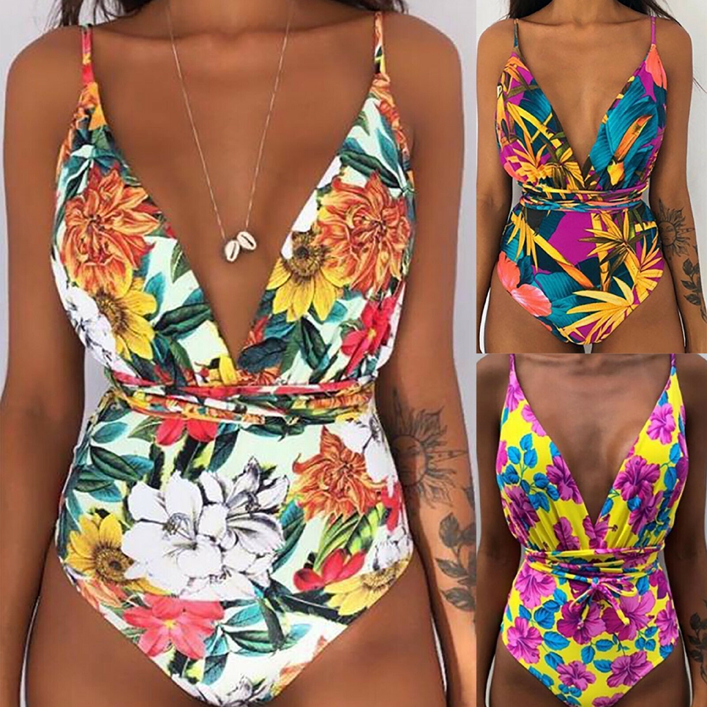 Đồ bơi một mảnh hoạ tiết hoa nữ tính