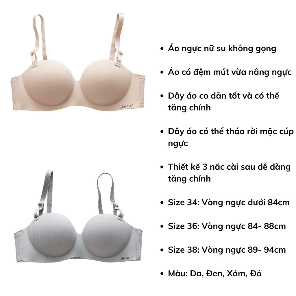 Áo lót nữ không gọng đệm mút dày nâng ngực quyến rũ, Áo ngực nữ không dây mặc cúp ngực gợi cảm DOPICO A2788