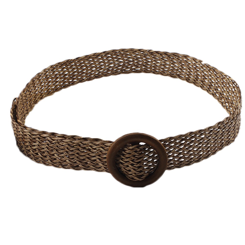 Thắt lưng bện dây khóa gỗ tròn thời trang nữ