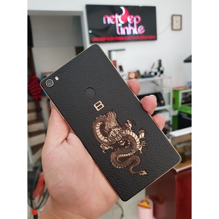 Miếng dán da skin Bphone 3 - Ghép rồng - Màu đen