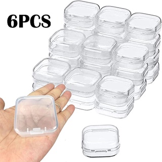 Image of 6PCS Mini Storage Box Transparent Square Plastic Box Earrings Jewelry Packaging Storage Small Square Box Jewelry Organizer
