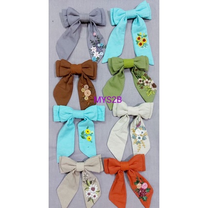 Kẹp tóc thêu tay 1 bên chất linen