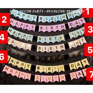 Dây happy birthday nhiều màu ánh kim | hati decor party