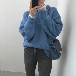 Set áo len oversize Hàn Quốc, quần jean cạp cao