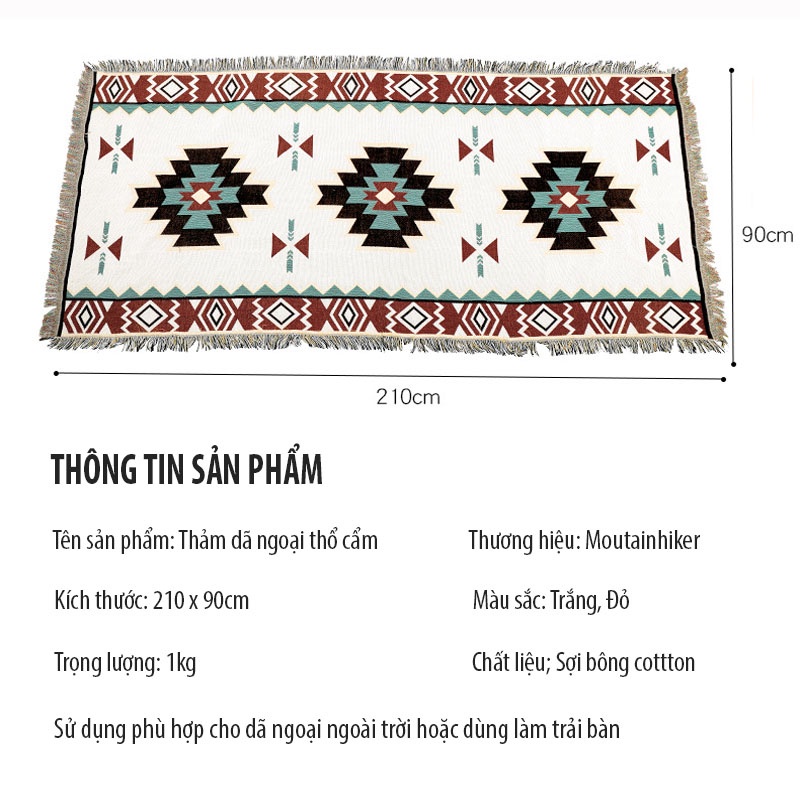 Thảm Dã Ngoại Thổ Cẩm, Khăn Trải Bàn Sofa Dã Ngoại Decor Vintage Cắm Trại Picnic Và Du Lịch Ngoài Trời, Chăn Dã Ngoại