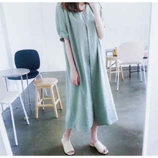Đầm váy freesize suông mint cột eo