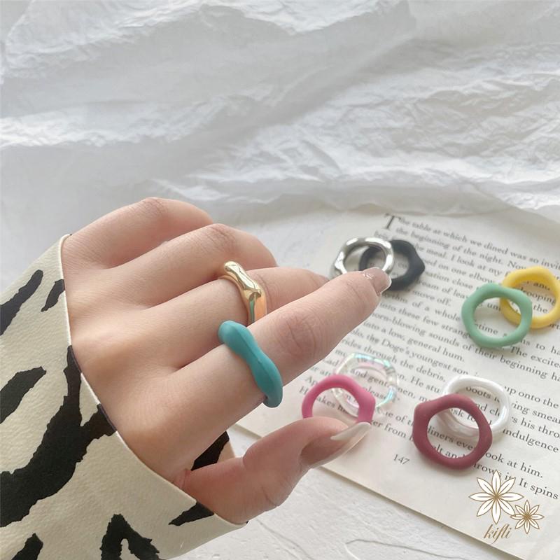 【Kifli.vn】Nhẫn Acrylic polygon Đa Năng Kết Cấu Nhiều Màu Sắc Đơn Giản Và Đa Năng