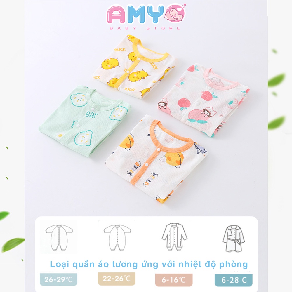 Bodysuit cho bé AMYO quần áo sơ sinh bộ body tay dài cho bé gái bé trai đầy tháng 3 6 9 12 tháng thôi nôi 11.BDL01.04-1
