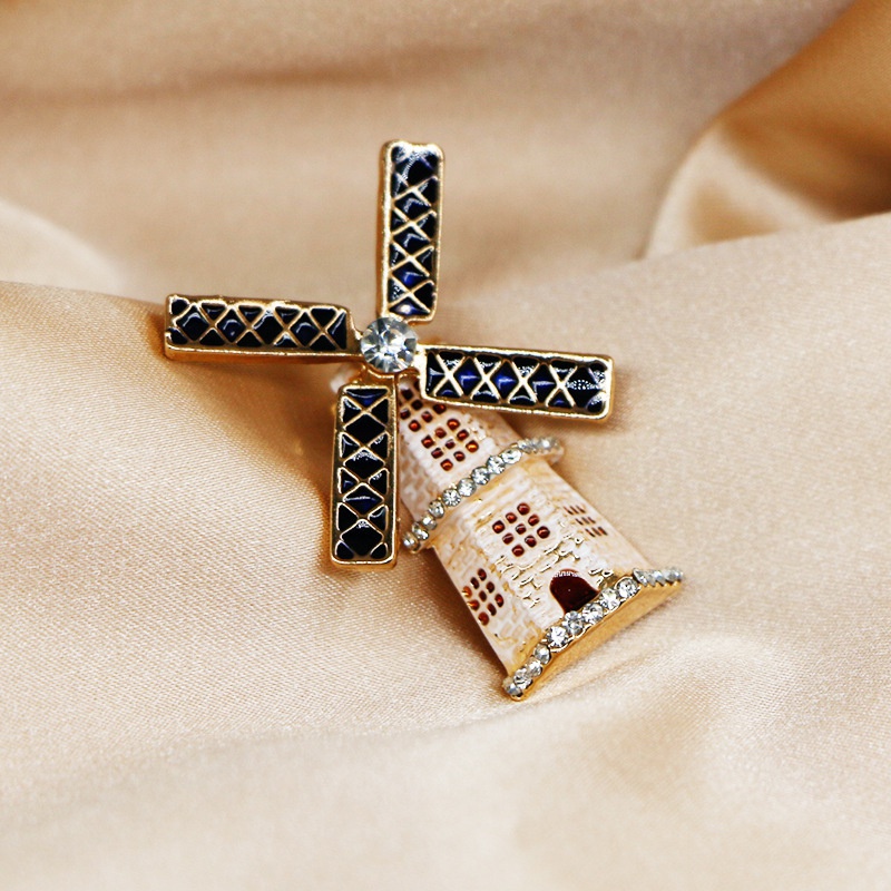 Ghim cài áo hình cối xay gió sáng tạo thời trang cho nữ