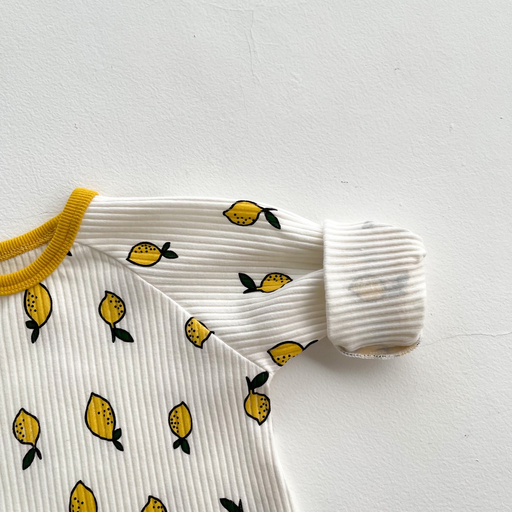 Set áo liền quần in họa tiết quả chanh dễ thương thời trang mùa thu cho bé sơ sinh