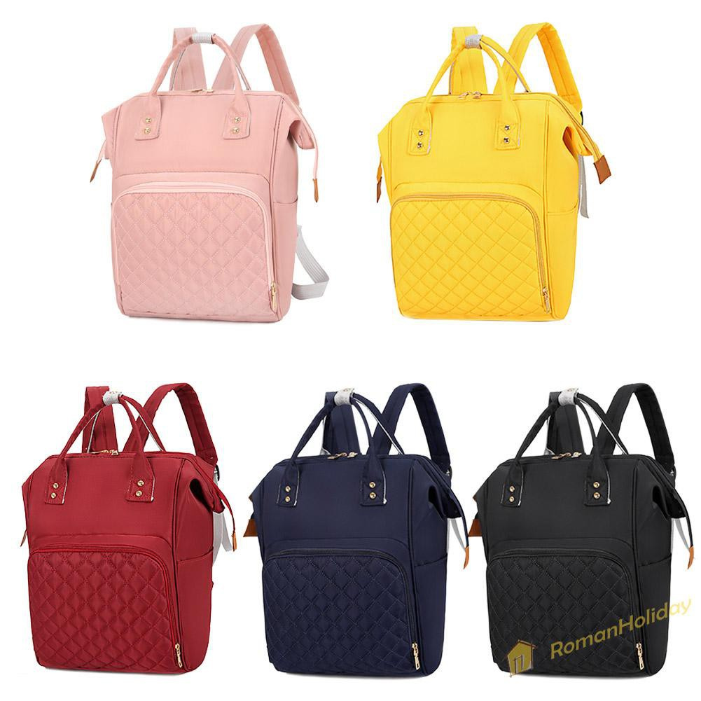 【On Sale】Pure Color Mommy Travel Backpacks Big Nylon Maternity Nappy Top-handle Bags