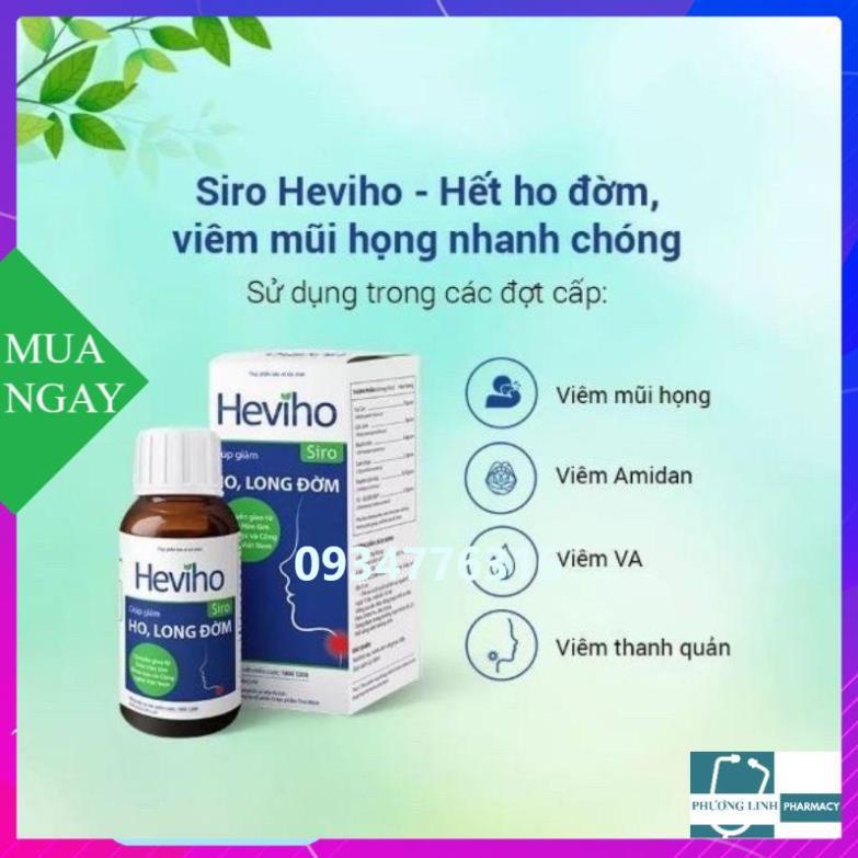 Siro Heviho hỗ trợ giảm ho, đau rát họng, long đờm, chai 100ml