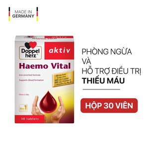 [TPCN Khập Khẩu] Viên uống bổ sung sắt và vitamin, ngừa thiếu máu DoppelHerz Aktiv Haemo Vital (Hộp 30 viên)