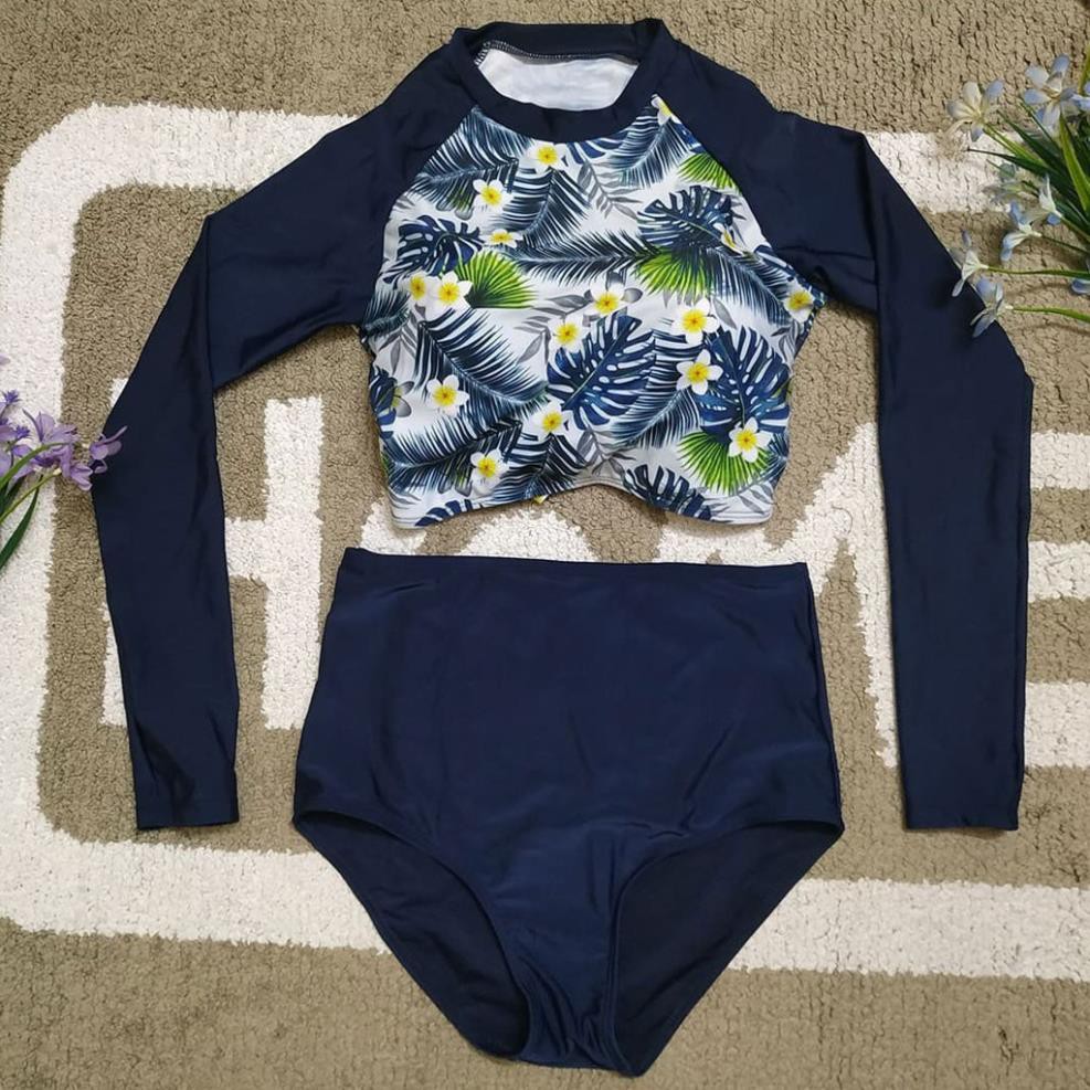 Đồ bơi nữ, áo tắm crotop dài tay quần cạp cao BK-384i ་