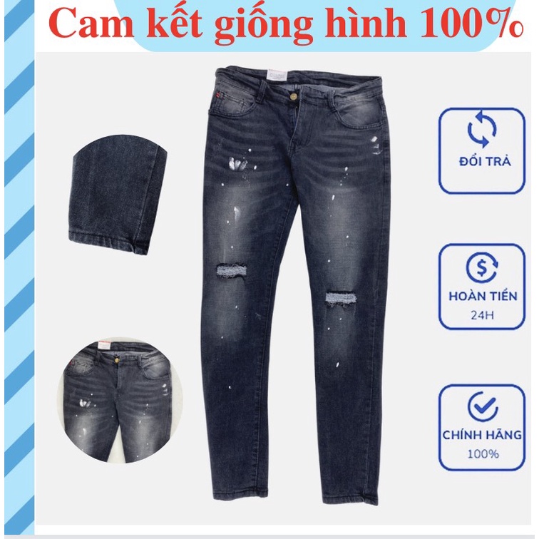 QUẦN JEAN NAM MÀU ĐEN XÁM RÁCH GỐI VẨY SƠN CỰC CHẤT PHONG CÁCH TRẺ TRUNG CÁ TÍNH HOT TREND