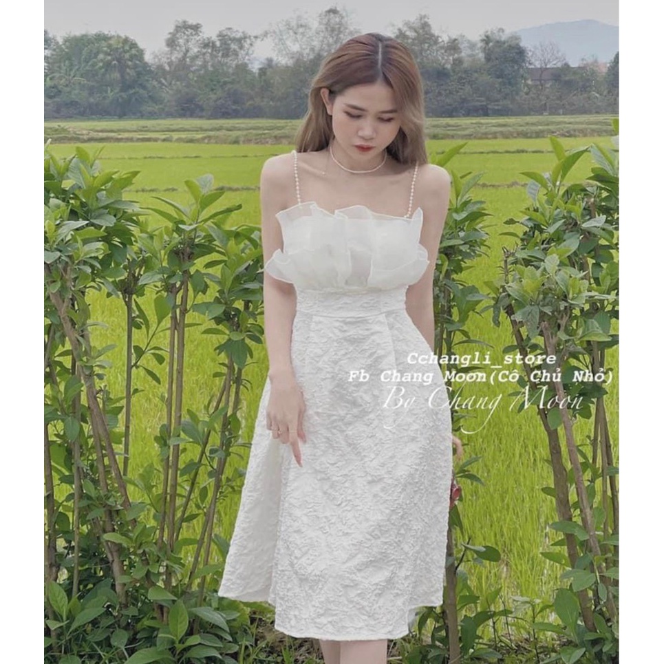 ẢNH THẬT Váy gấm 2 dây mix voan ly ngực - Đầm gấm 2 lớp tiểu thư dễ thương, xinh đẹp , mặc đi tiệc, đi chơi siêu xinh