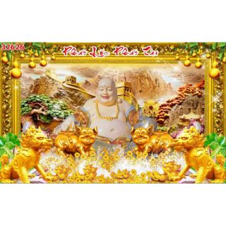 Tranh dán tường 3d phát lộc phát tài - tranh dán tường di lặc