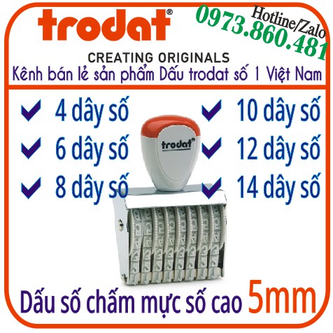 Dấu số tự xoay chấm mực, số cao 5mm
