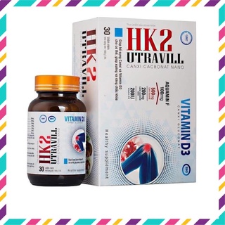 Thực phẩm bổ sung Canxi & Vitamin D3 CANXI HK2 UTRAVILL Hộp 30 viên giúp xương chắc khỏe