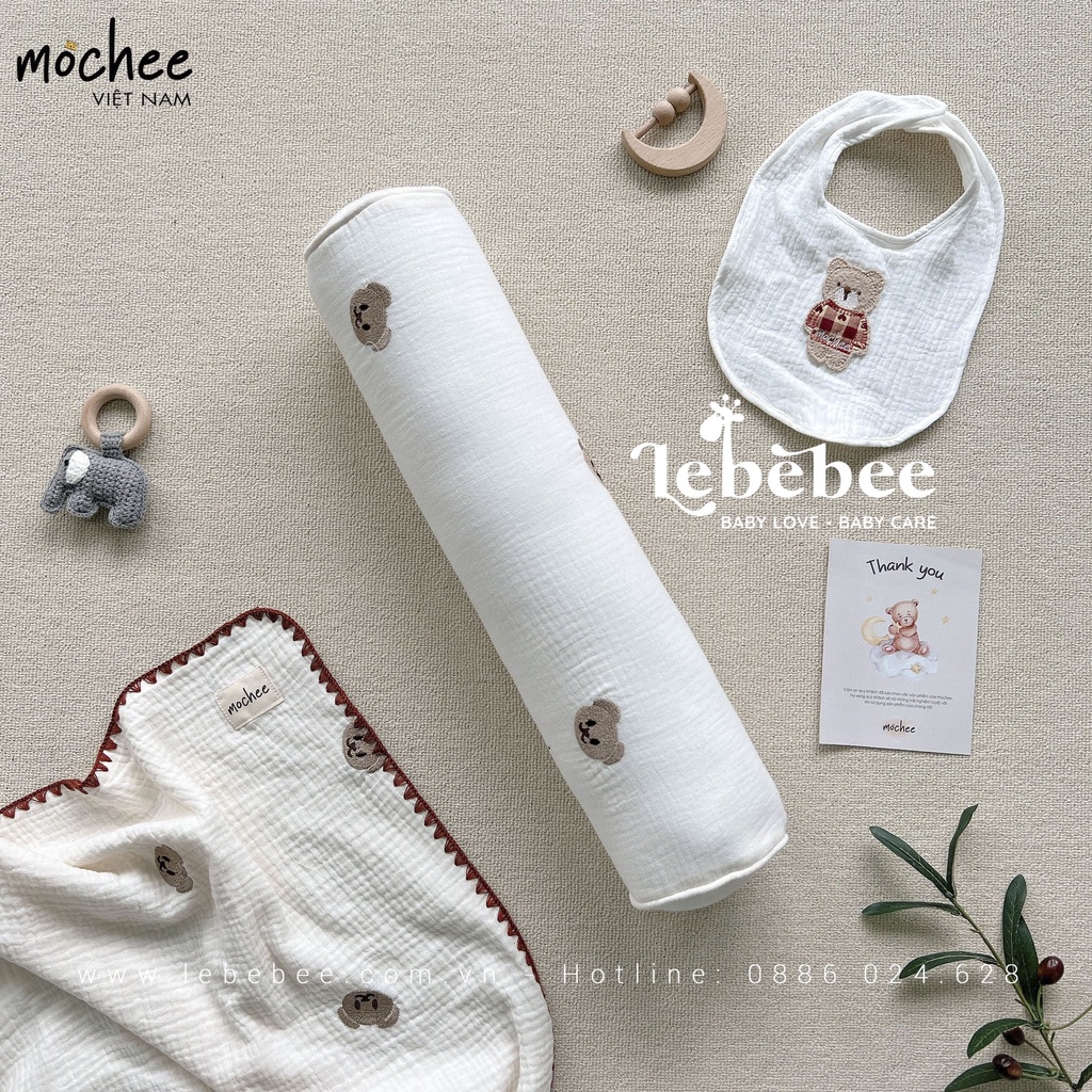 Gối ôm Mochee vải xô Muslin mềm mại giúp bé ngủ ngon – Lebebee