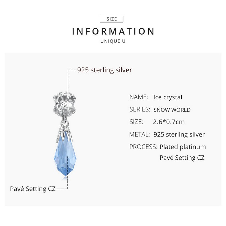 Mặt Trang Sức Bamoer Bsc515 Bằng Bạc 925 Hình Bông Tuyết Đính Đá Pha Lê Lỗ 4.5mm Dùng Làm Vòng Cổ/Vòng Tay DIY