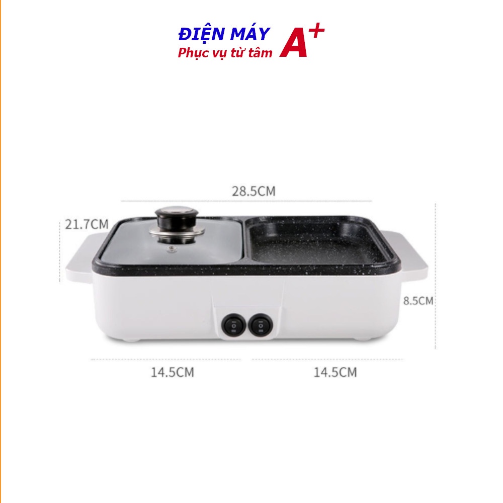 Nồi lẩu nướng đa năng - Bếp lẩu nướng 2 in 1 mini 2 ngăn cao cấp phong cách Hàn Quốc