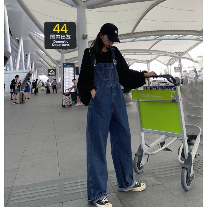 [TRỢ SHIP ĐƠN 50K] Quần yếm jean dài suông rộng thoải mái, vải dày không co dãn chuẩn hàng Quảng Châu YD03 | BigBuy360 - bigbuy360.vn