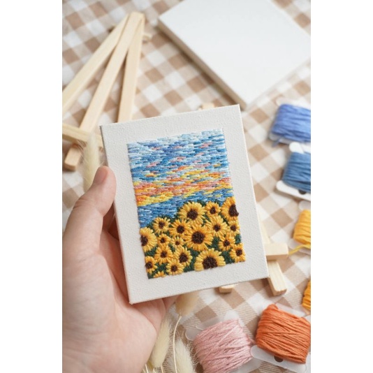 Bộ kit thêu tranh canvas mini 8x10cm decor phòng (có nhận theo yêu cầu) | BigBuy360 - bigbuy360.vn