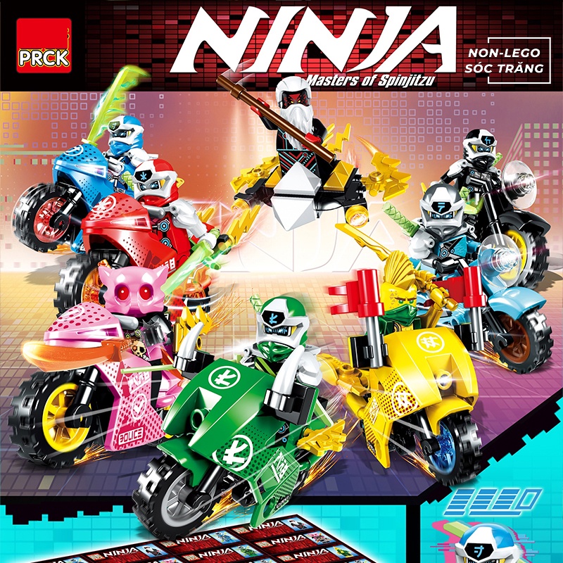 Đồ chơi lắp ráp xếp hình lego ninjago season phần 12 ninja lloyd kai jay cole nya wu và xe PRCK 61040 trọn bộ 8 hộp