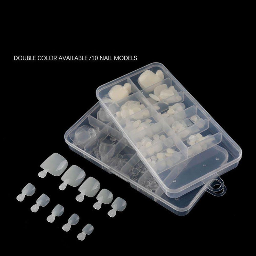 Bộ 100 Móng Chân Giả Bằng Acrylic Trong Suốt Tự Nhiên Nhiều Màu