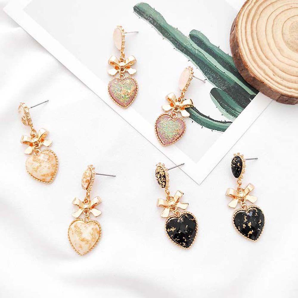 Khuyên Tai Kim Loại Hình Nơ Phong Cách Hàn Quốc Cổ Điển